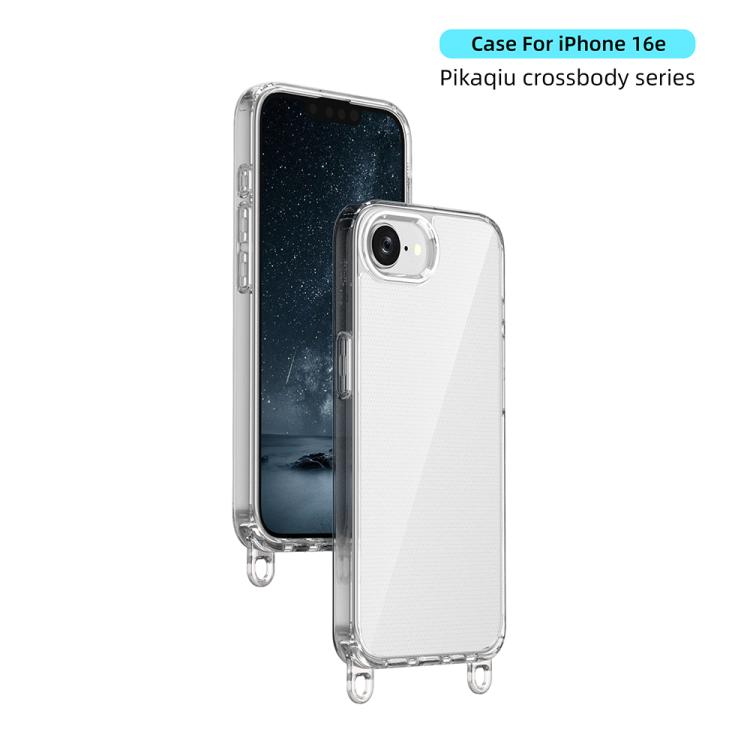 For iPhone 17e / 16e Kalebol Minimalist High Transparency Multi Color Lanyard Hole Phone Case