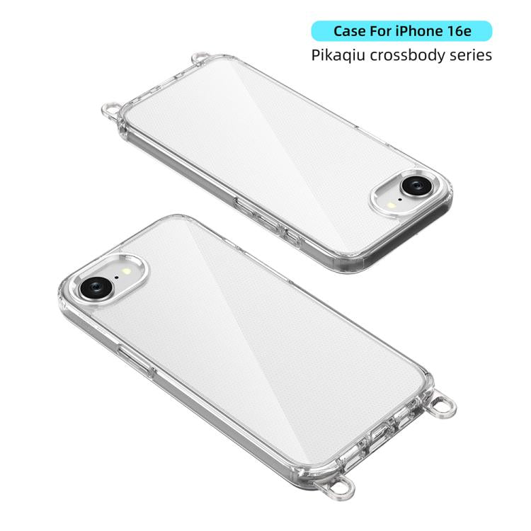For iPhone 17e / 16e Kalebol Minimalist High Transparency Multi Color Lanyard Hole Phone Case