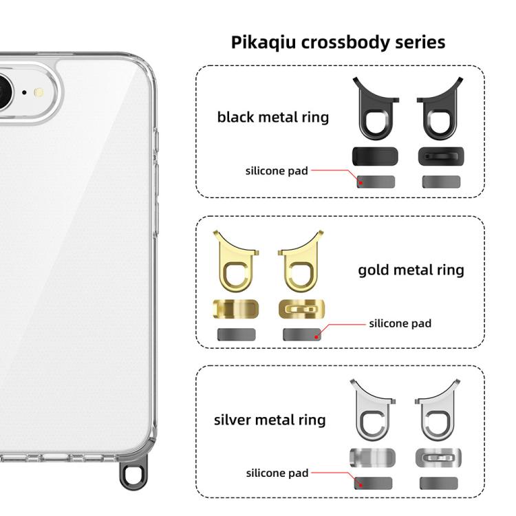 For iPhone 17e / 16e Kalebol Minimalist High Transparency Multi Color Lanyard Hole Phone Case