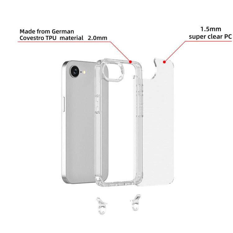For iPhone 17e / 16e Kalebol Minimalist High Transparency Multi Color Lanyard Hole Phone Case