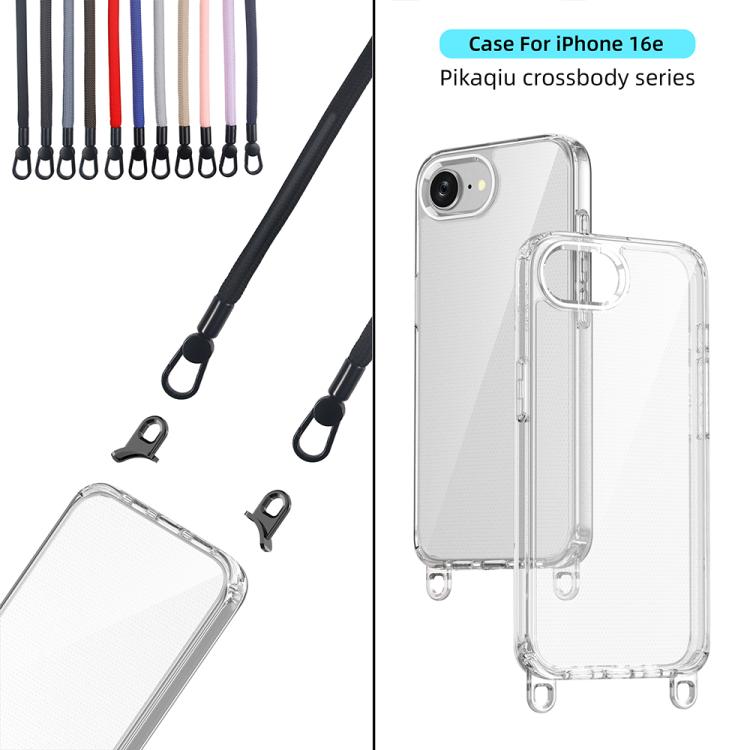 For iPhone 17e / 16e Kalebol Minimalist High Transparency Multi Color Lanyard Hole Phone Case