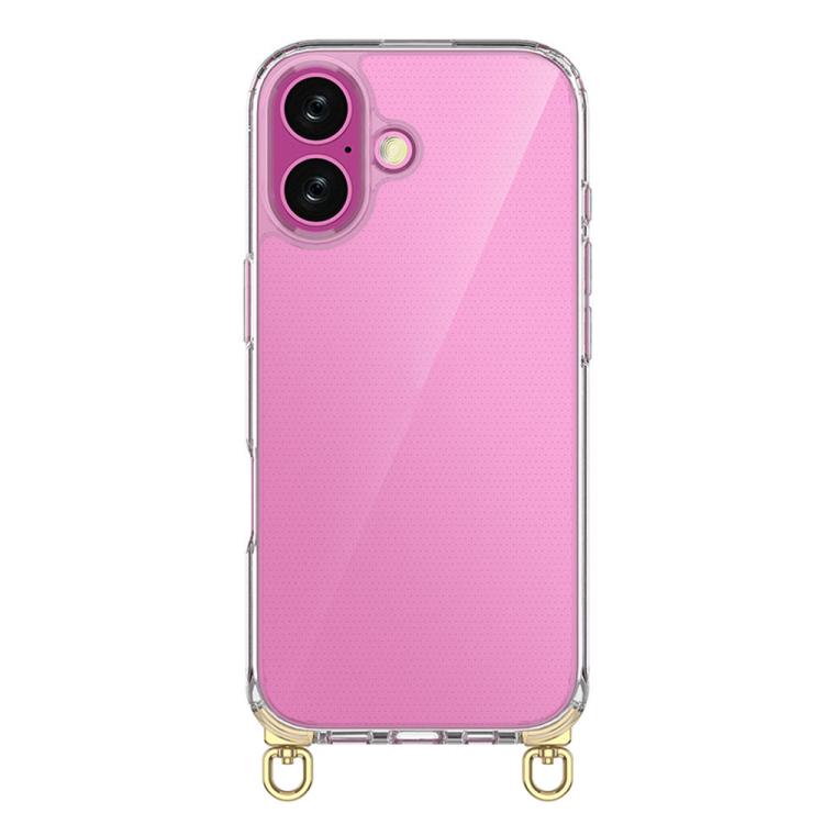 For iPhone 16 Plus Kalebol Minimalist High Transparency Multi Color Rotating Lanyard Hole Phone Case