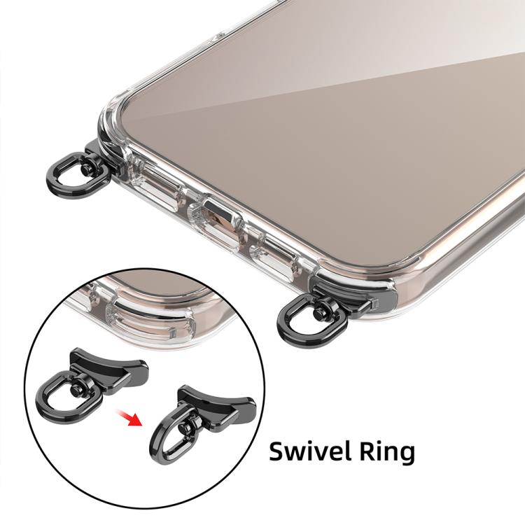 For iPhone 14 Pro Max Kalebol Minimalist High Transparency Multi Color Rotating Lanyard Hole Phone Case