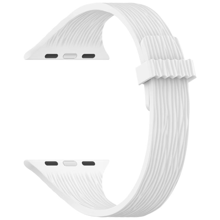 For Apple Watch 46mm / 49mm / 45mm / 44mm Water Wood Grain Small Waist Magnetic Silicone Watch Band