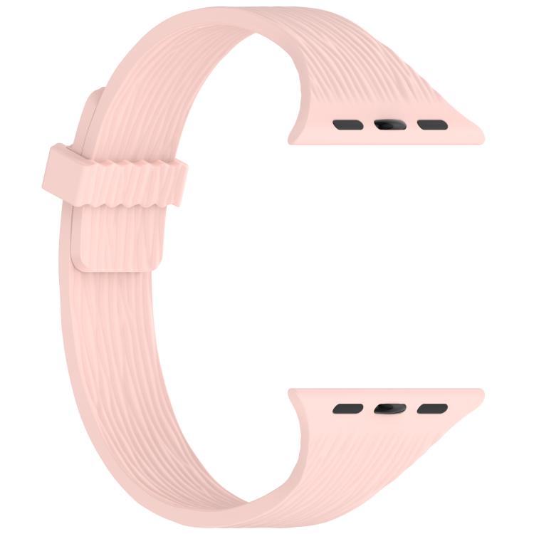 For Apple Watch 46mm / 49mm / 45mm / 44mm Water Wood Grain Small Waist Magnetic Silicone Watch Band