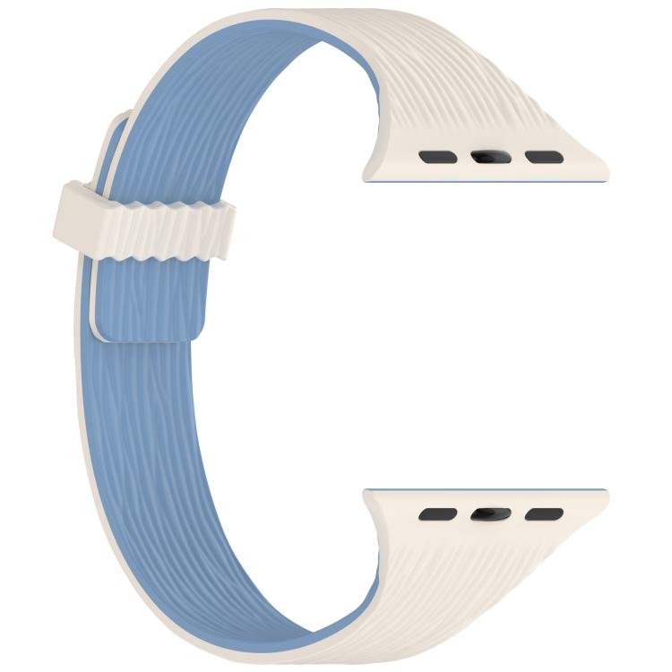 For Apple Watch 46mm / 49mm / 45mm / 44mm Water Wood Grain Small Waist Magnetic Silicone Watch Band