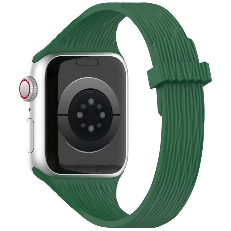 For Apple Watch 46mm / 49mm / 45mm / 44mm Water Wood Grain Small Waist Magnetic Silicone Watch Band
