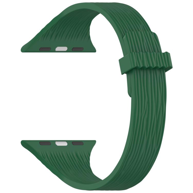 For Apple Watch 46mm / 49mm / 45mm / 44mm Water Wood Grain Small Waist Magnetic Silicone Watch Band