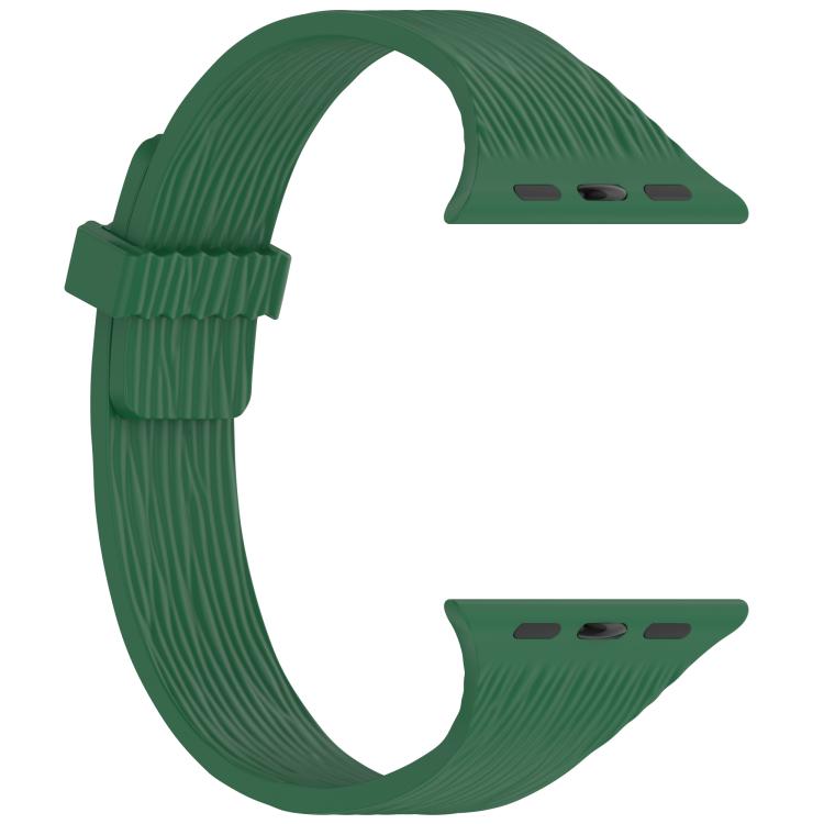 For Apple Watch 46mm / 49mm / 45mm / 44mm Water Wood Grain Small Waist Magnetic Silicone Watch Band