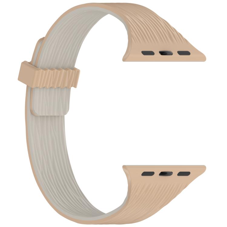 For Apple Watch 46mm / 49mm / 45mm / 44mm Water Wood Grain Small Waist Magnetic Silicone Watch Band