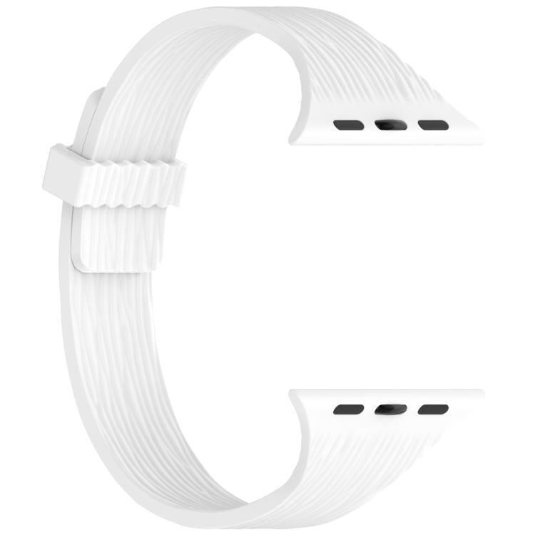 For Apple Watch 42mm / 41mm / 40mm / 38mm Water Wood Grain Small Waist Magnetic Silicone Watch Band