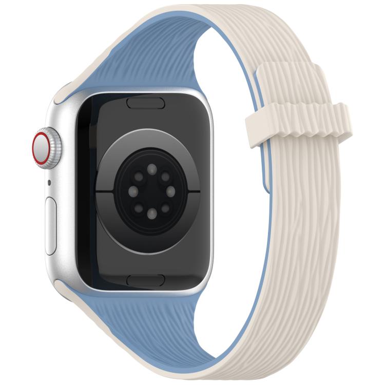 For Apple Watch 42mm / 41mm / 40mm / 38mm Water Wood Grain Small Waist Magnetic Silicone Watch Band