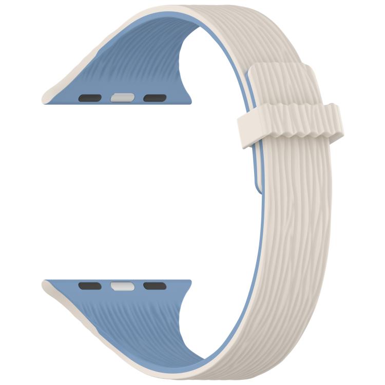 For Apple Watch 42mm / 41mm / 40mm / 38mm Water Wood Grain Small Waist Magnetic Silicone Watch Band