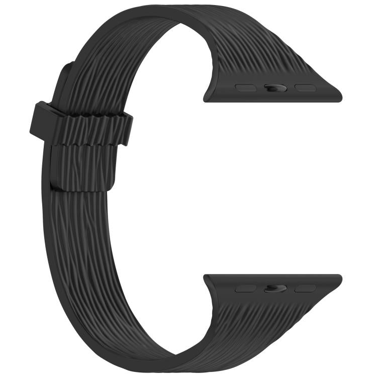For Apple Watch 42mm / 41mm / 40mm / 38mm Water Wood Grain Small Waist Magnetic Silicone Watch Band