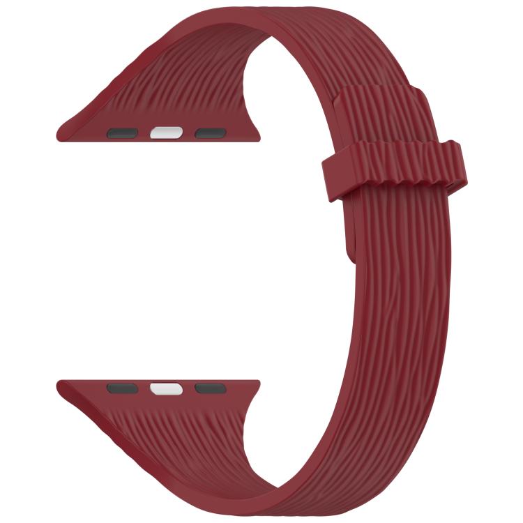 For Apple Watch 42mm / 41mm / 40mm / 38mm Water Wood Grain Small Waist Magnetic Silicone Watch Band