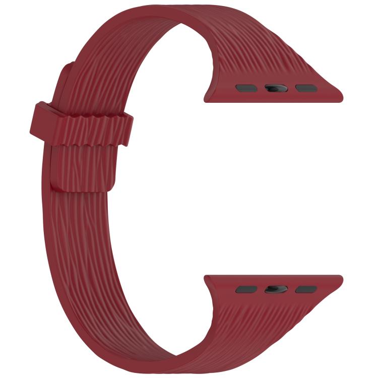 For Apple Watch 42mm / 41mm / 40mm / 38mm Water Wood Grain Small Waist Magnetic Silicone Watch Band