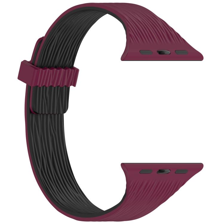 For Apple Watch 42mm / 41mm / 40mm / 38mm Water Wood Grain Small Waist Magnetic Silicone Watch Band