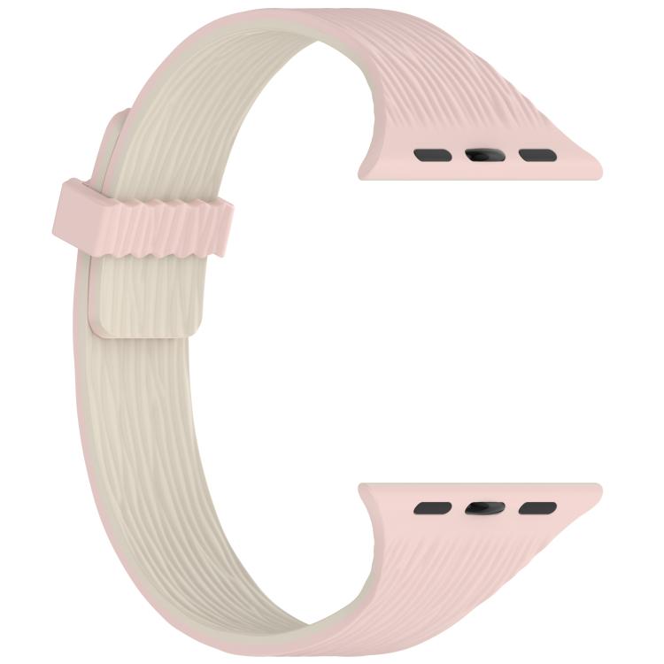 For Apple Watch 42mm / 41mm / 40mm / 38mm Water Wood Grain Small Waist Magnetic Silicone Watch Band