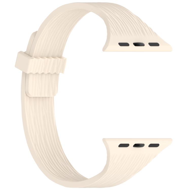 For Apple Watch 42mm / 41mm / 40mm / 38mm Water Wood Grain Small Waist Magnetic Silicone Watch Band