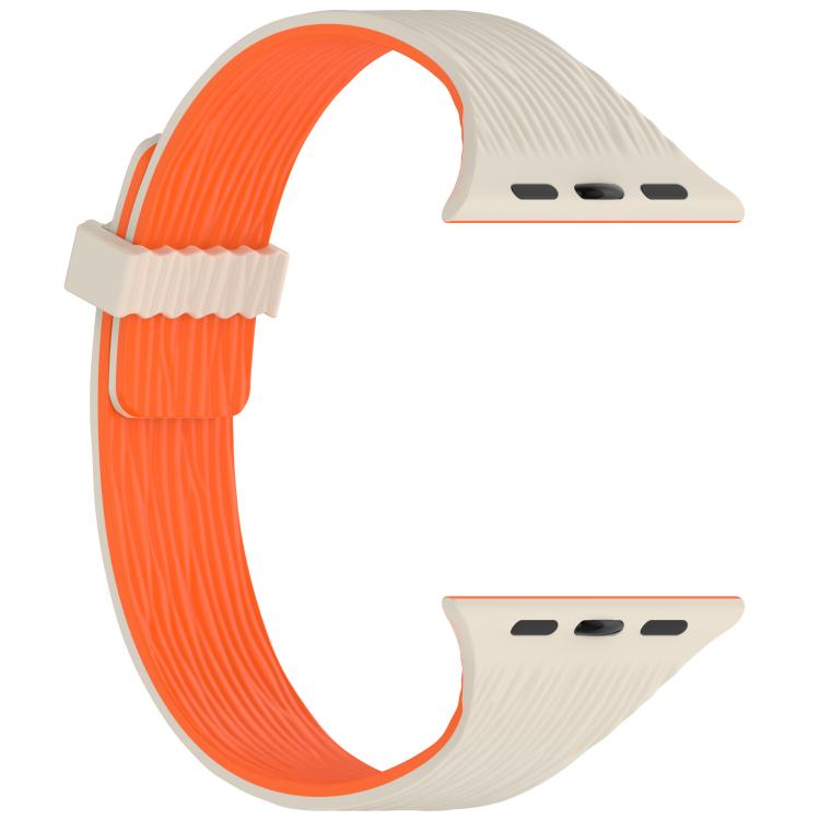 For Apple Watch 42mm / 41mm / 40mm / 38mm Water Wood Grain Small Waist Magnetic Silicone Watch Band