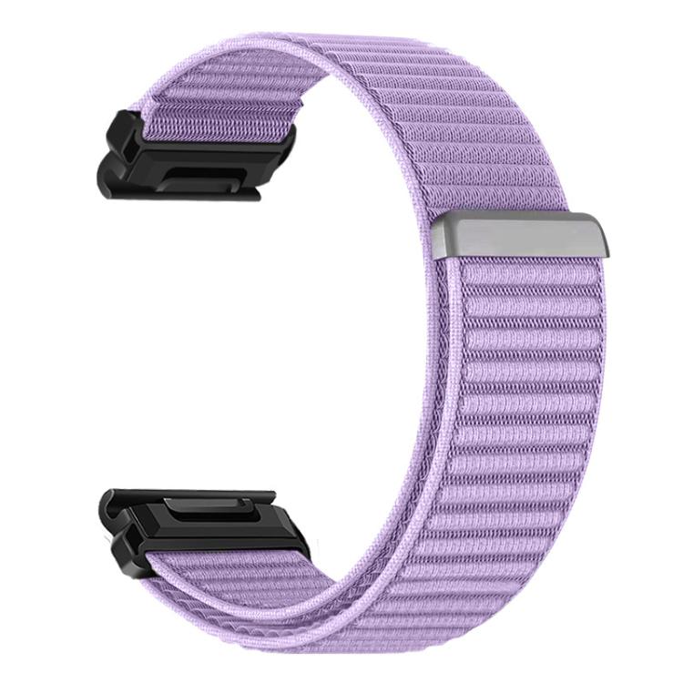 For Garmin 26mm Woven Nylon Hook And Loop Fastener Metal Interface Watch Band