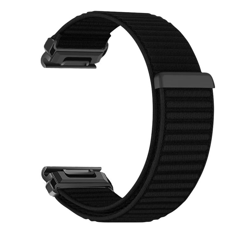 For Garmin 26mm Woven Nylon Hook And Loop Fastener Metal Interface Watch Band