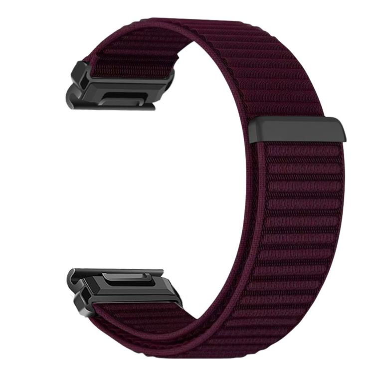 For Garmin 26mm Woven Nylon Hook And Loop Fastener Metal Interface Watch Band