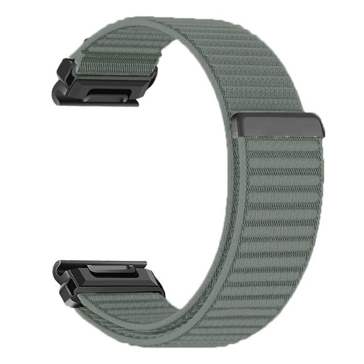 For Garmin 26mm Woven Nylon Hook And Loop Fastener Metal Interface Watch Band