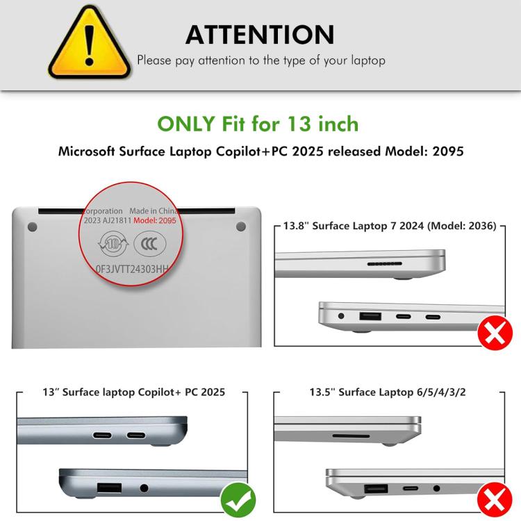 For Microsoft Surface Laptop 13  - 2095 ENKAY Hat-Prince Crystal Protective Case Cover Clear Hard Shell
