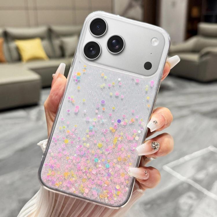 For iPhone 17 Pro Max Sequins Glitter Gradient Epoxy TPU Phone Case