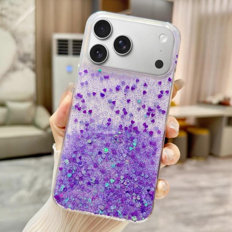 For iPhone 17 Pro Max Sequins Glitter Gradient Epoxy TPU Phone Case