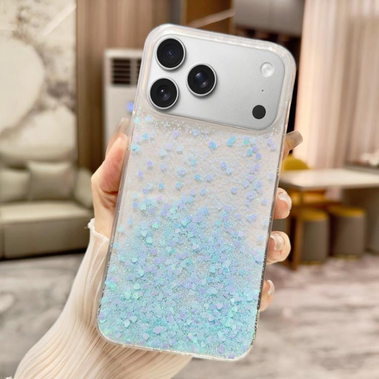 For iPhone 17 Pro Sequins Glitter Gradient Epoxy TPU Phone Case