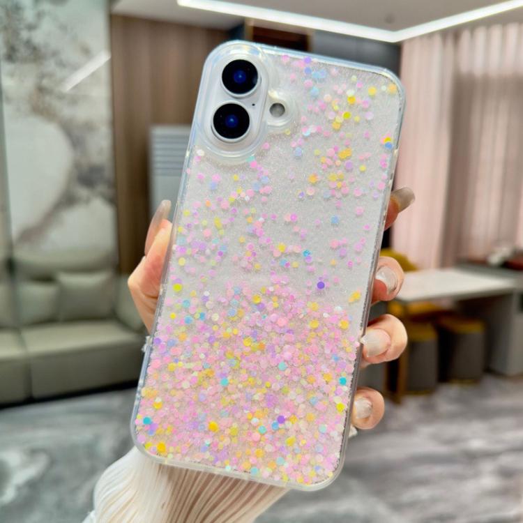 For iPhone 17 Sequins Glitter Gradient Epoxy TPU Phone Case