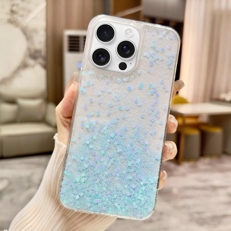 For iPhone 16 Pro Sequins Glitter Gradient Epoxy TPU Phone Case