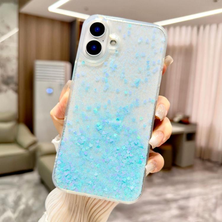 For iPhone 16 Plus Sequins Glitter Gradient Epoxy TPU Phone Case