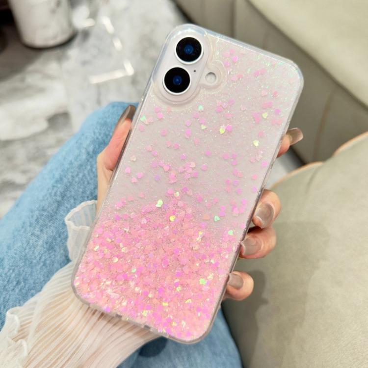 For iPhone 16 Sequins Glitter Gradient Epoxy TPU Phone Case