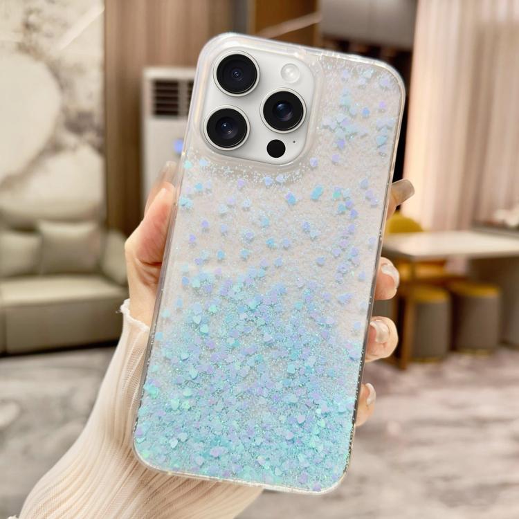 For iPhone 15 Pro Max Sequins Glitter Gradient Epoxy TPU Phone Case