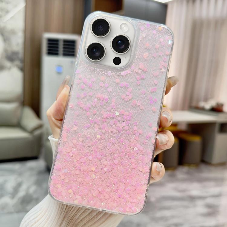 For iPhone 15 Pro Sequins Glitter Gradient Epoxy TPU Phone Case