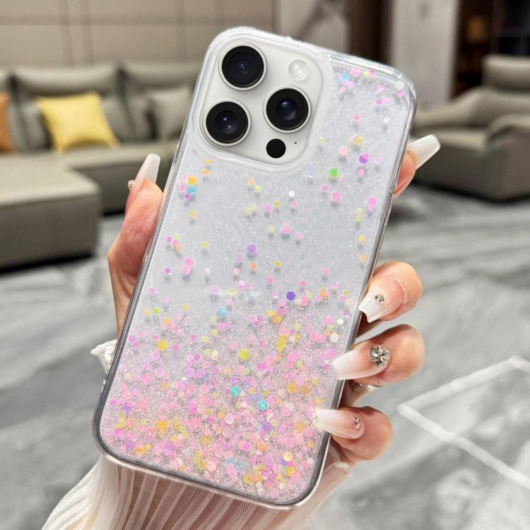 For iPhone 15 Pro Sequins Glitter Gradient Epoxy TPU Phone Case