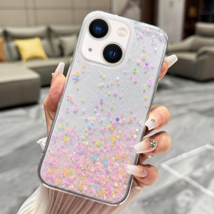 For iPhone 15 Plus Sequins Glitter Gradient Epoxy TPU Phone Case