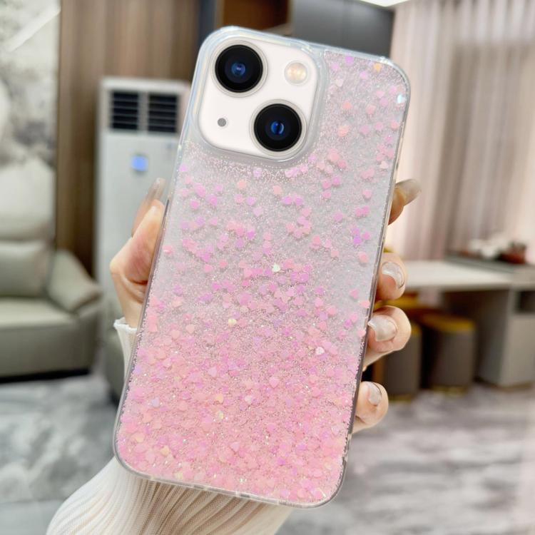 For iPhone 15 Sequins Glitter Gradient Epoxy TPU Phone Case