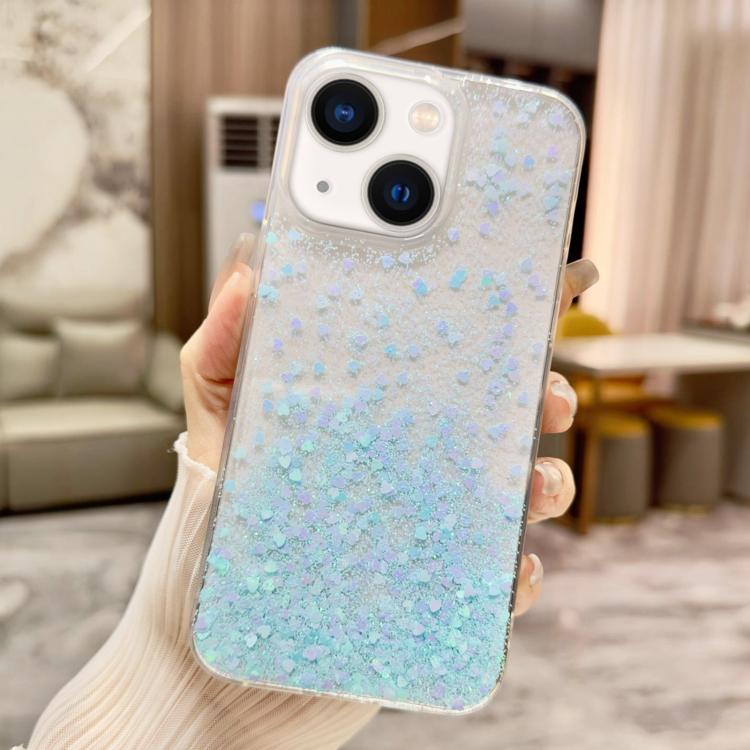 For iPhone 14 Sequins Glitter Gradient Epoxy TPU Phone Case