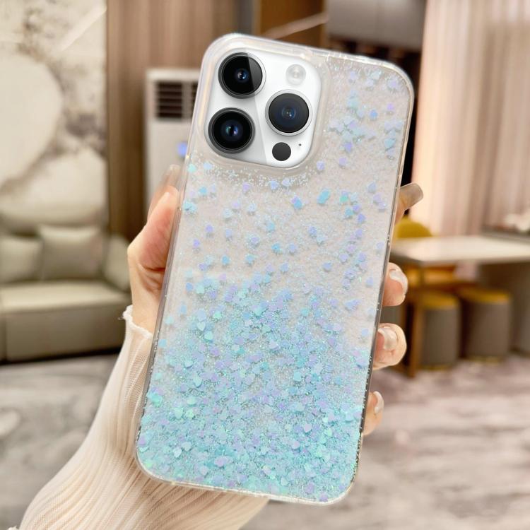For iPhone 14 Pro Sequins Glitter Gradient Epoxy TPU Phone Case