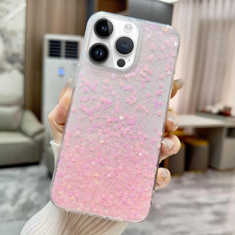 For iPhone 13 Pro Sequins Glitter Gradient Epoxy TPU Phone Case