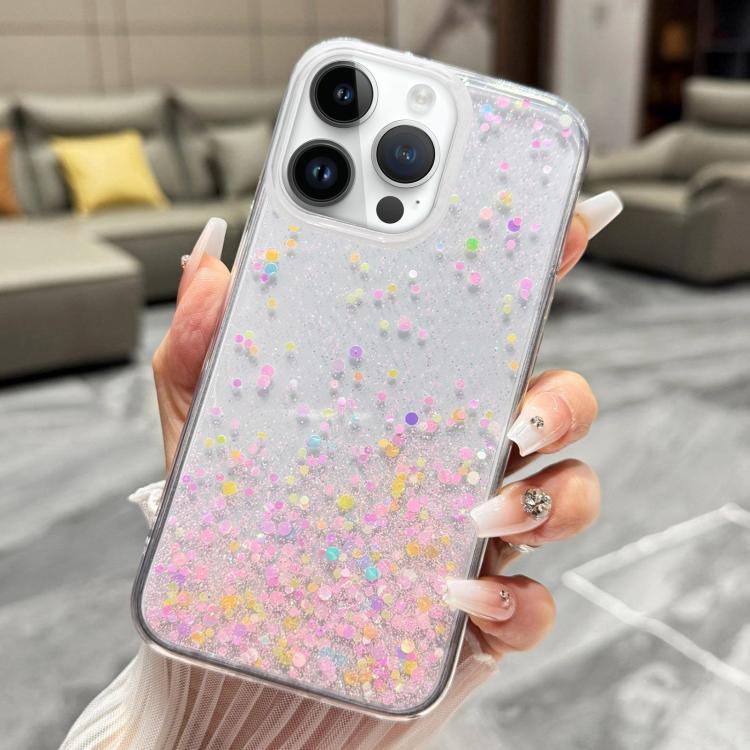 For iPhone 13 Pro Sequins Glitter Gradient Epoxy TPU Phone Case