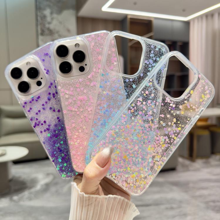 For iPhone 17 Pro Max Sequins Glitter Gradient Epoxy TPU Phone Case