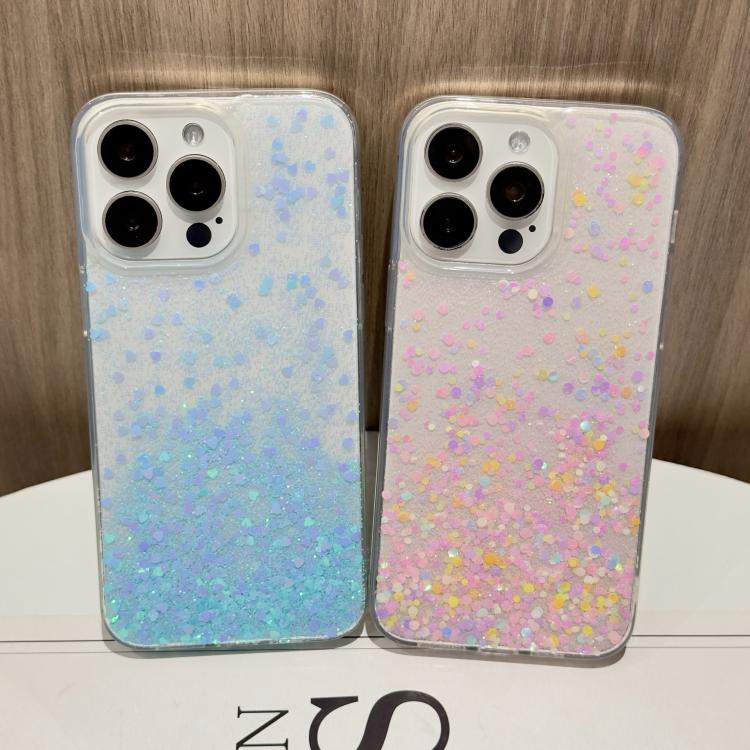 For iPhone 17 Pro Max Sequins Glitter Gradient Epoxy TPU Phone Case