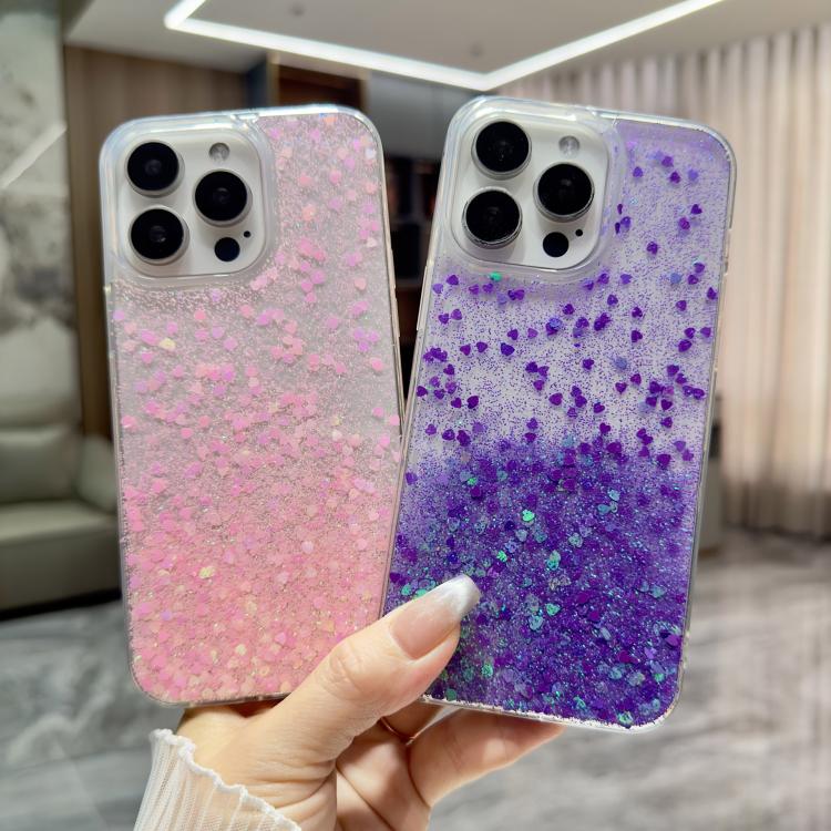 For iPhone 16 Plus Sequins Glitter Gradient Epoxy TPU Phone Case