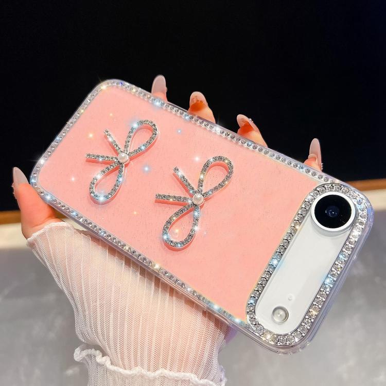 For iPhone Air Diamond Glitter Dual Bow-knot Shockproof Phone Case