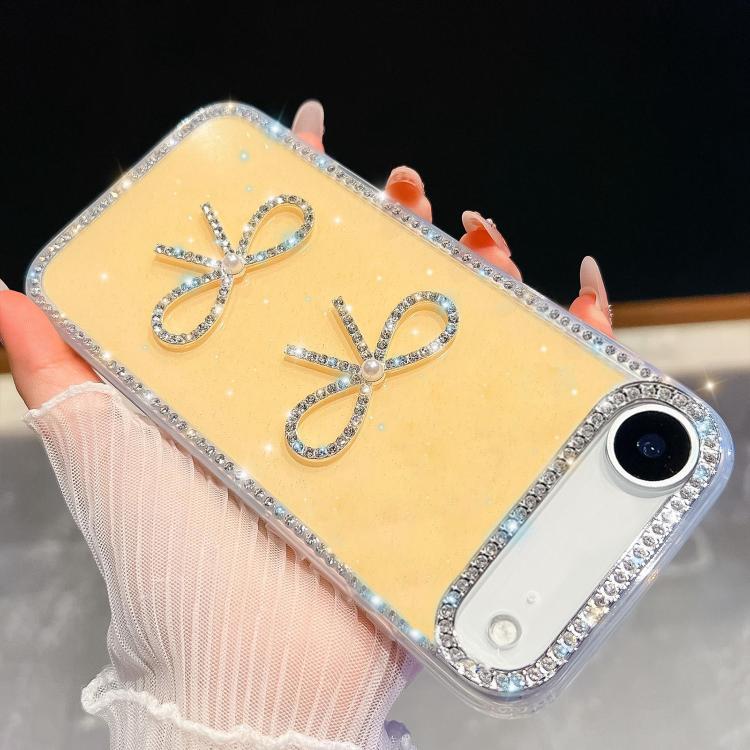 For iPhone Air Diamond Glitter Dual Bow-knot Shockproof Phone Case